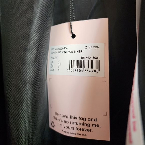 Missguided longline biker jacket in black size 0 - Picture 6 of 7